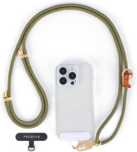 project-cb Cell Phone Lanyard 1,Phone Tether Tab 2,Phone Crossbody Strap,Lanyards for Around the Neck,Adjustable Phone Strap(Green-G)
