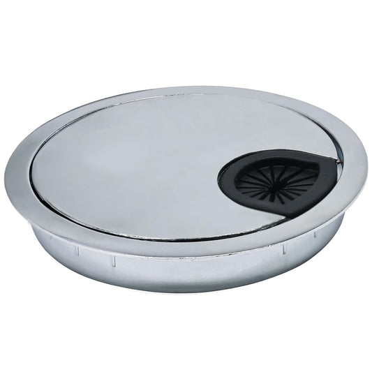 1 Pcs Desk Grommet 2-3/8" / 60 mm, Desk Cord Hole Cover, Cable Grommet Metal Zinc Alloy Materilal, Desk Hole Grommet for Home & Office Pc, Detachable Cable Cord Organizer-Bright Silver