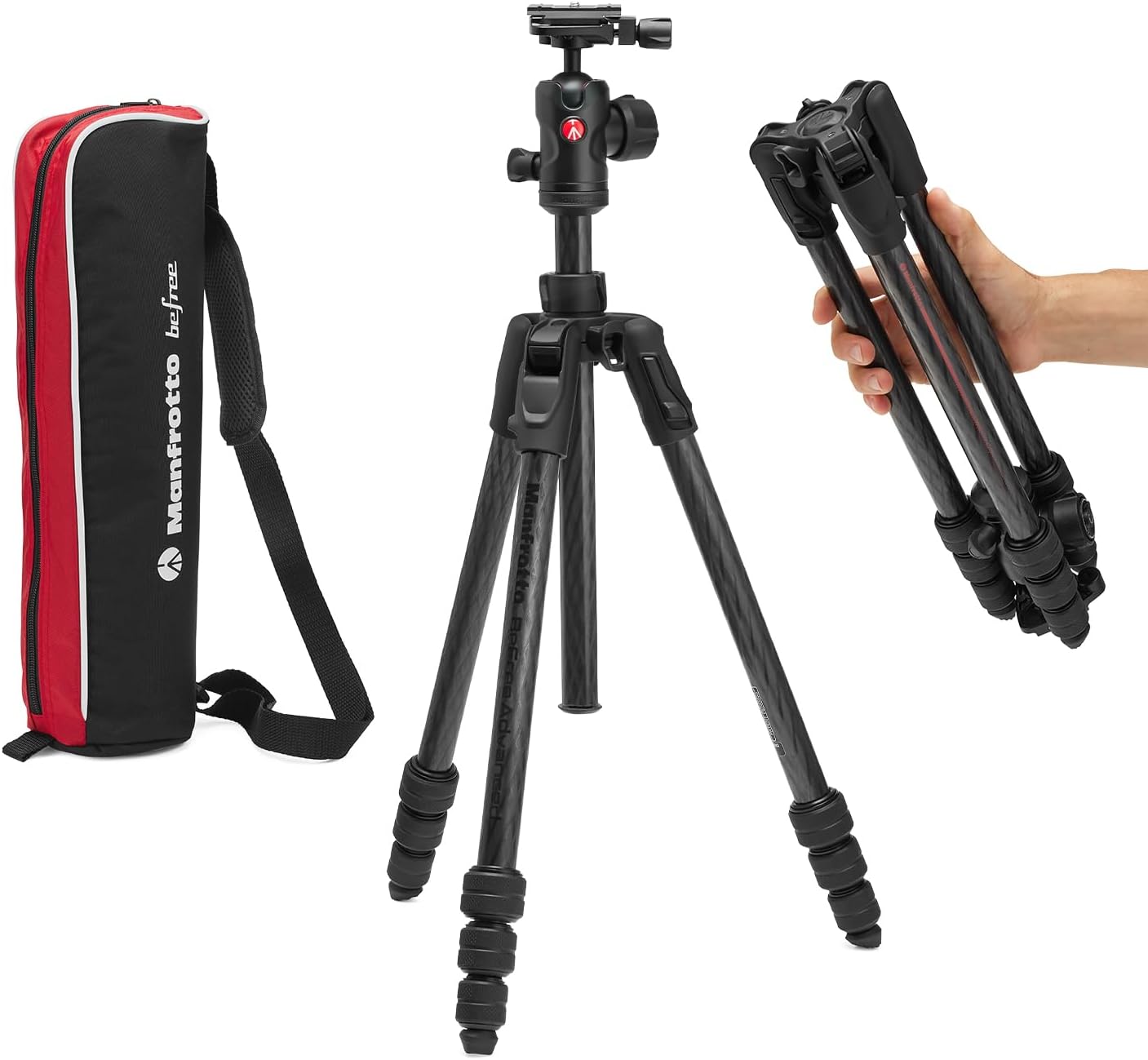 Manfrotto Befree Advanced AS, Camera Travel Tripod Kit, Twist Lock, Compatible with Arca-Swiss, Portable and Compact, Ball Head, Carbon Tripod for DSLR, Mirrorless, Camera Accessories