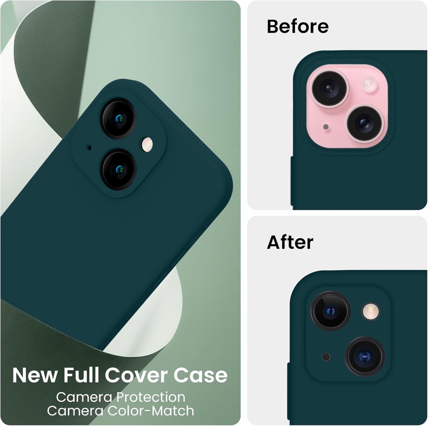 FireNova Designed for iPhone 15 Plus Case, Silicone [Camera Protection] Case with [2 Screen Protectors], Soft Anti-Scratch Microfiber Lining Inside, 6.7 inch, Teal
