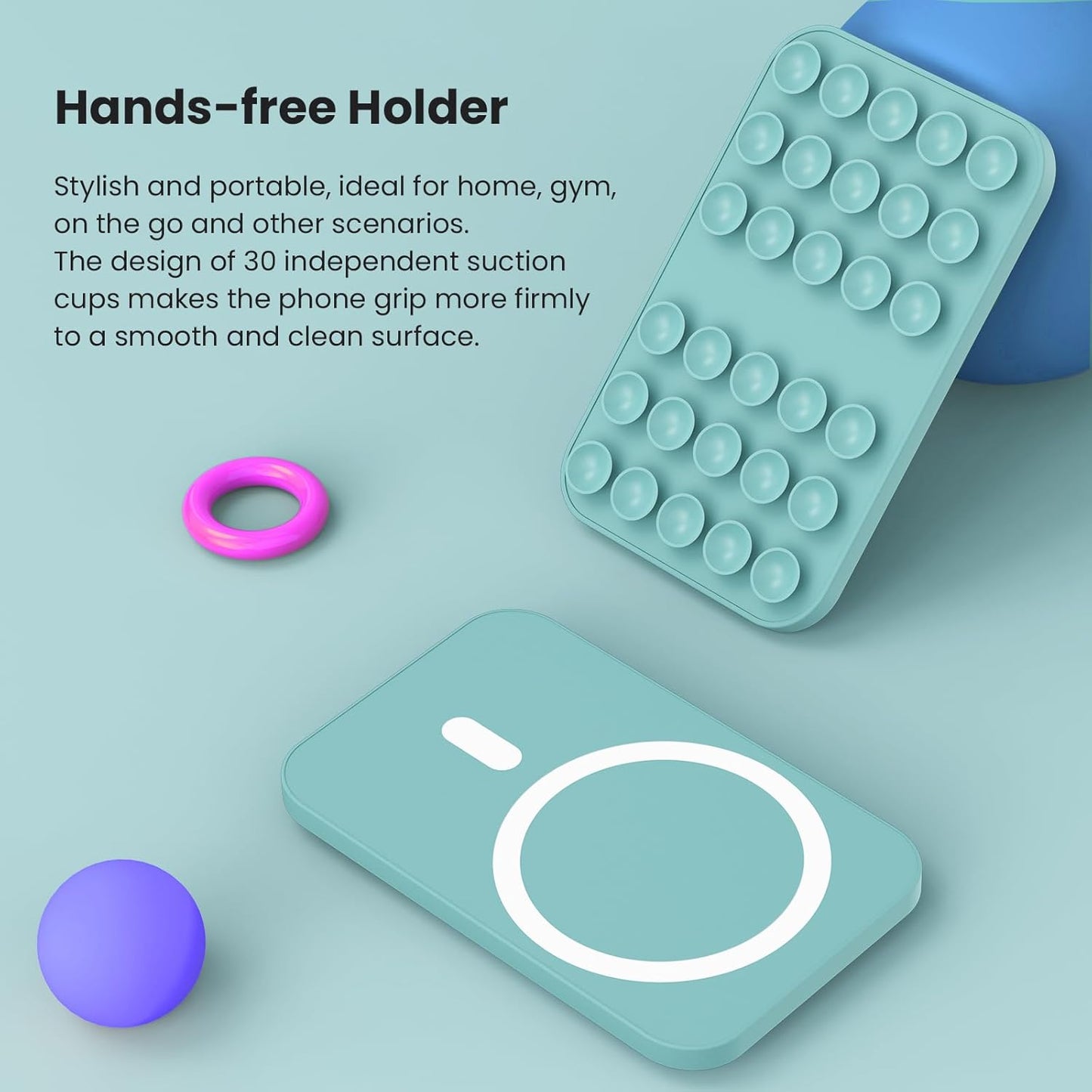 Patented Magnetic Sticky Phone Suction Grip Mount for MagSafe Case,Magnet Silicone Portable Stand Holder for iPhone 16/15/14/13/12 Series and Android, Hands-Free Selfies and Videos,Cactus