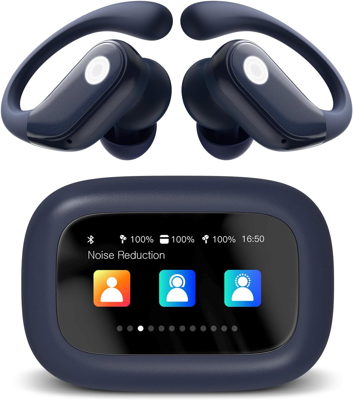 Wireless Earbuds, ANC Noise Cancelling Sport Ear Buds with Multifunctional Touch Screen, Bluetooth 5.4 Headphones, Bass Stereo Sound, 5 EQ Over The Ear Earbuds for Sports/Workout/Gym-Dark Blue