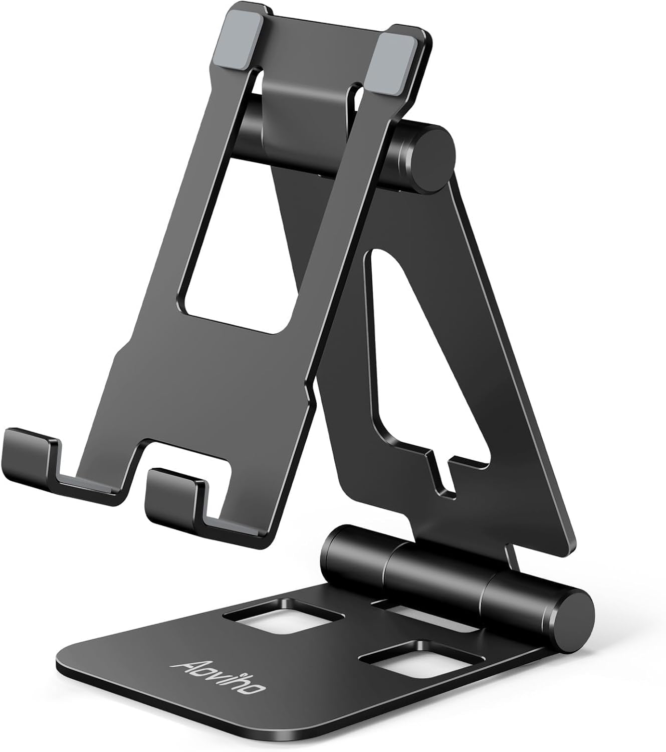 Cell Phone Stand for Desk, Adjustable Desktop Phone Holder Stand, Foldable Moblie Phone Dock for iPhone 15 14 13 12 11 Pro Xs Max Xr X 8 7 6 5 5s SE Nintendo Switch All Phones, Black