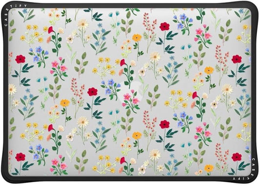 CASETiFY Impact MacBook Air 13" (M1/Intel) Case [Cushioned Impact Corners/Scratch-Resistant/Anti-Slip Grip] - Spring Botanicals 2 - Clear Black