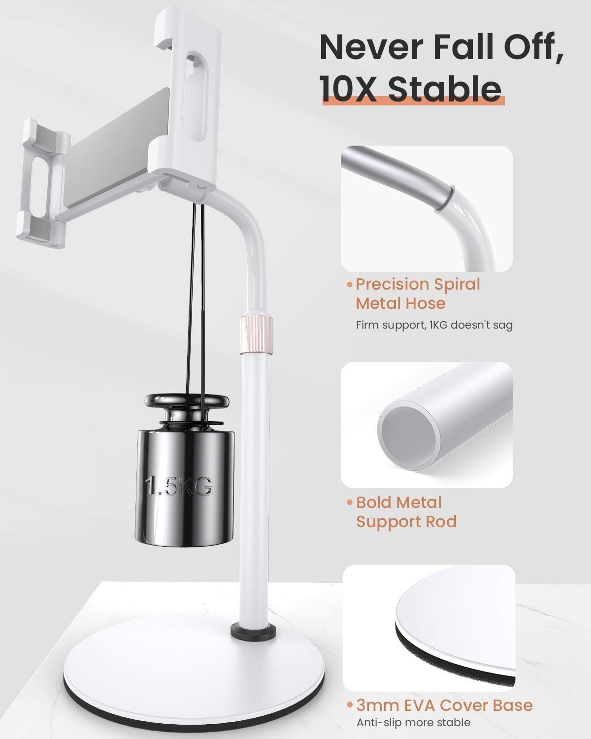 LISEN Tablet Stand Tablet Holder, Adjustable iPad Stands for Desk, Stand for iPad Thick Case Friendly iPad Stand Holder Compatible with(4.7-13") Tablets, Phones