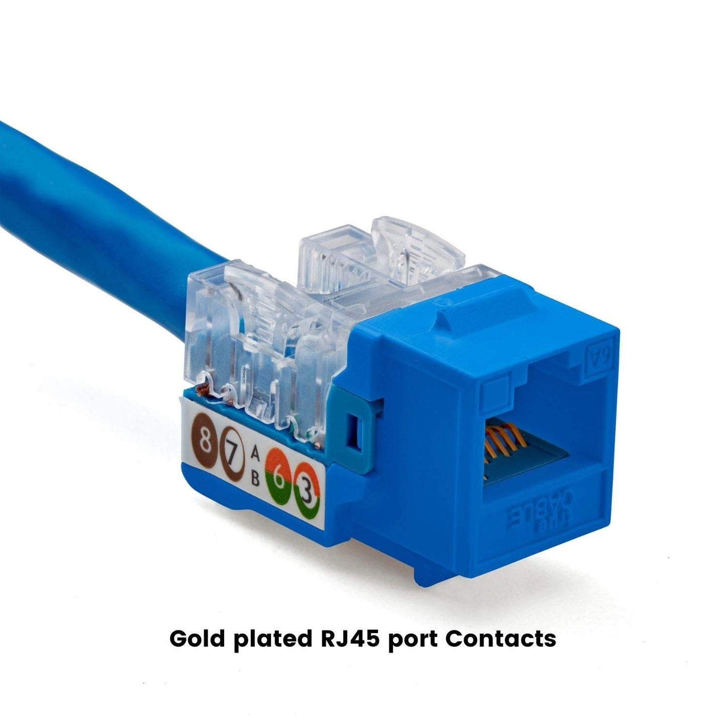 trueCABLE Cat6A Keystone Jack, Unshielded (UTP), 90 Degree Punch-Down, PoE++ (4PPoE), UL Listed, ETL Verified, ANSI/TIA Certified, Modular RJ45 Female, Blue, 12 Pack