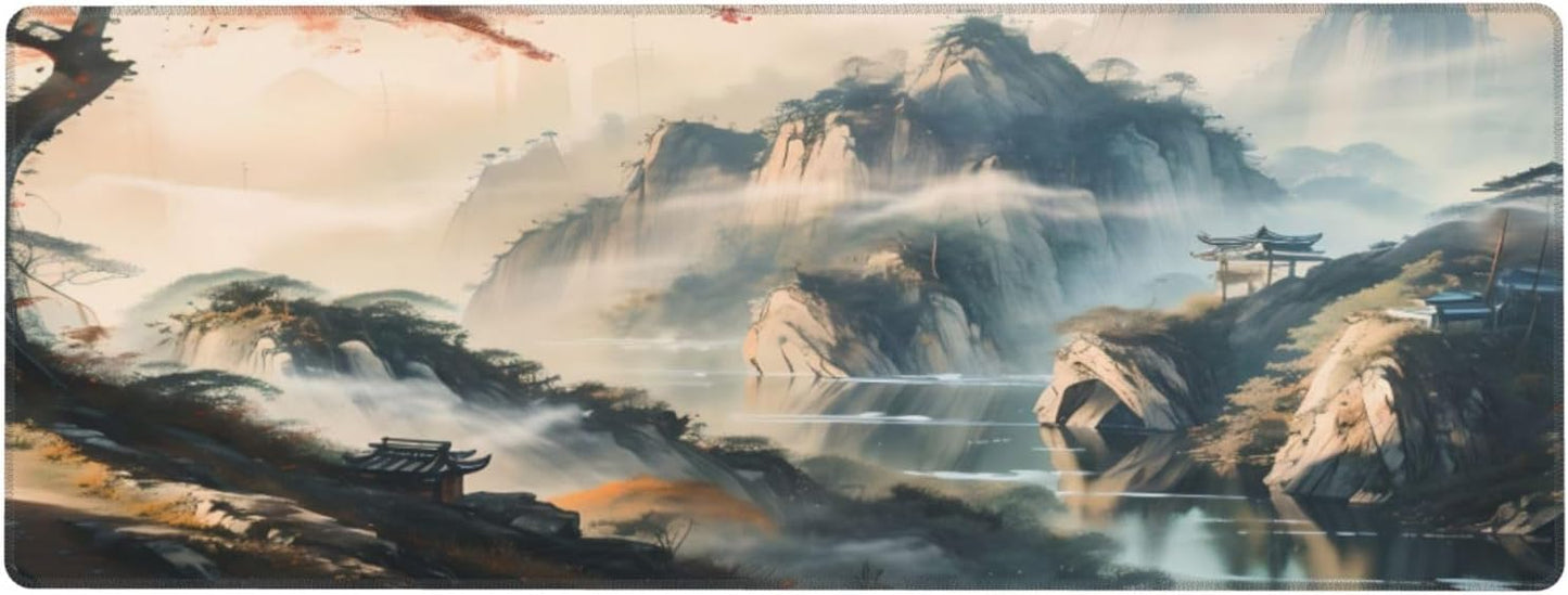Large Mouse Pads Anime Landscape Mountain Wilderness Wonderland Non-Slip Rubber Base Gaming Mousepad, Keyboard and Mouse Pad with Stitched Edges,PC Desk Mat for Game,Work,Office(31.5"*11.8")