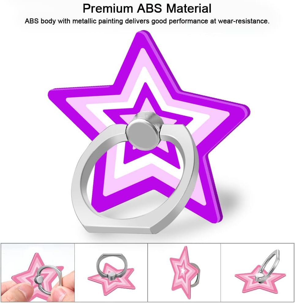 Bonoma Cute Star Phone Ring Holder, 3 Pack Universal Finger Ring Stand Grip Kickstand Ring, 360° Rotation Universal Stylish Stand Compatible with All Smartphones