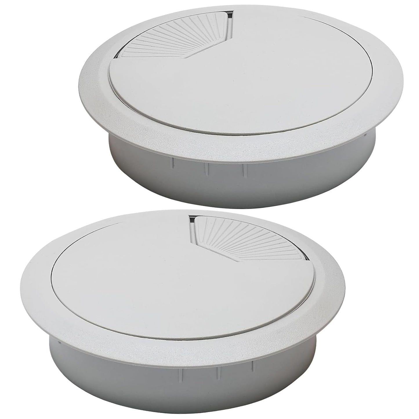 Desk Grommet 3-1/8" (80 mm), Desk Cord Hole Cover, Cable Grommet ABS Plastic, Desk Hole Grommet for Office and Home Table Cable, Detachable Adjustable Cable Cord Organizer (Light Grey 2 Pcs)