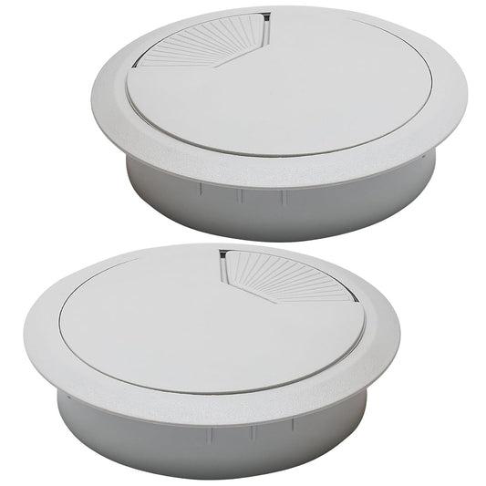 Desk Grommet 3-1/8" (80 mm), Desk Cord Hole Cover, Cable Grommet ABS Plastic, Desk Hole Grommet for Office and Home Table Cable, Detachable Adjustable Cable Cord Organizer (Light Grey 2 Pcs)