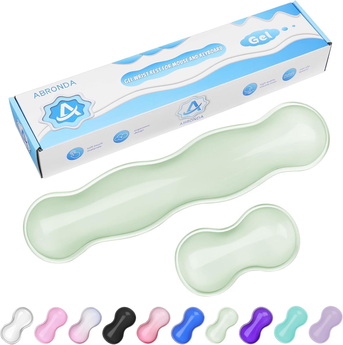 Gel Wrist Rest for Keyboard and Mouse, Wrist Rest for Keyboard, Mouse Wrist Support, Pain Relief, Cool Touch, Non-Skid, Keyboard and Mouse Wrist pad Set