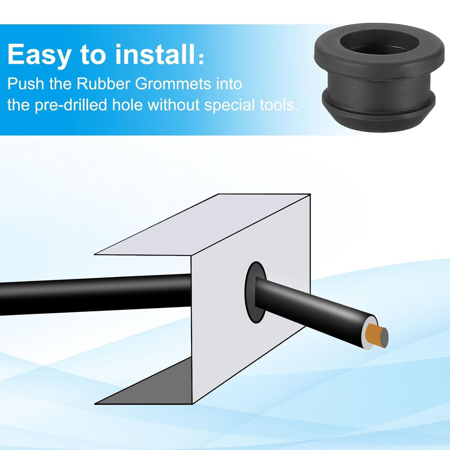 PATIKIL 19mm / 3/4 Inch Drill Hole,9/16 Inch ID Rubber Grommets, 12Pcs Top Hat Grommet for Wiring Eyelet Ring Gasket Automotive Firewall Cable Hole Plugs Wires Protection, Black