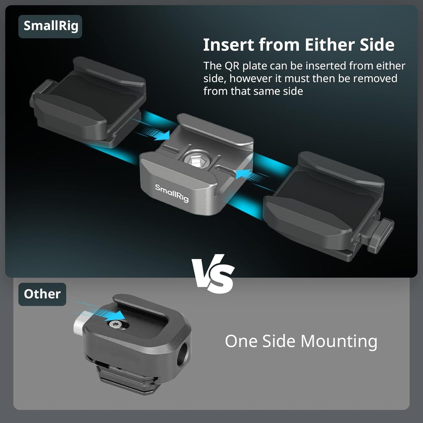 SmallRig HawkLock H18 Quick Release Support with Cold Shoe, Dual-Direction QR-Slide Cold Shoe Mount with Anti--Drop Pin & Silicone Pad, Load up to 1.8lb for LED Video Light, Microphone - 4500