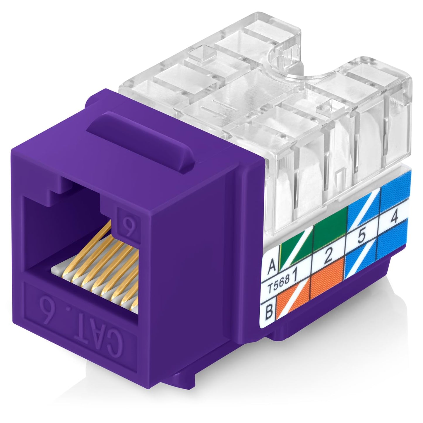 Everest 90° Angled RJ45 Cat6 Keystone Jacks 20-Pack in Purple - Slim Profile Female RJ45 Connectors - Cat 6 Keystone Jack - Compatible with 90° Angled Speed Termination Tool - easyJACK (B094WB91H3)