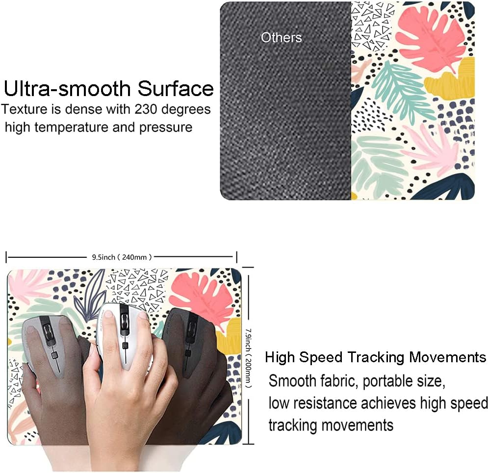 Mouse Pad, Abstract Leaves Mouse Pad, Square Mouse Mat Waterproof Non-Slip Rubber Base Mouse Pads