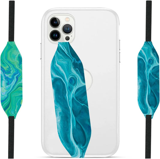 Phone Grip Strap - Reversible Finger Holder for Phone Back, Customizable Anti-Slip Design, Wireless Charging Compatible Detachable Holder for iPhone - Ripple Opal
