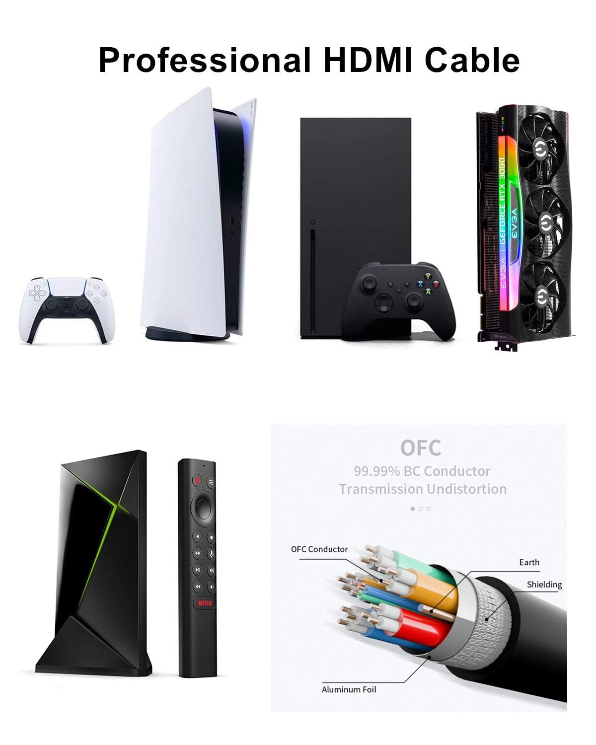 8K HDMI Cable 48Gbps 65 FT, Nylon Braided High Speed HDMI® Cable 4k 120Hz 2k 165Hz 8k 60Hz 12bit eARC ARC Dolby Atmos HDR10+ HDCP2.3 Compatible for Gaming PC TV Soundbar Monitor Mac PS5 Xbox