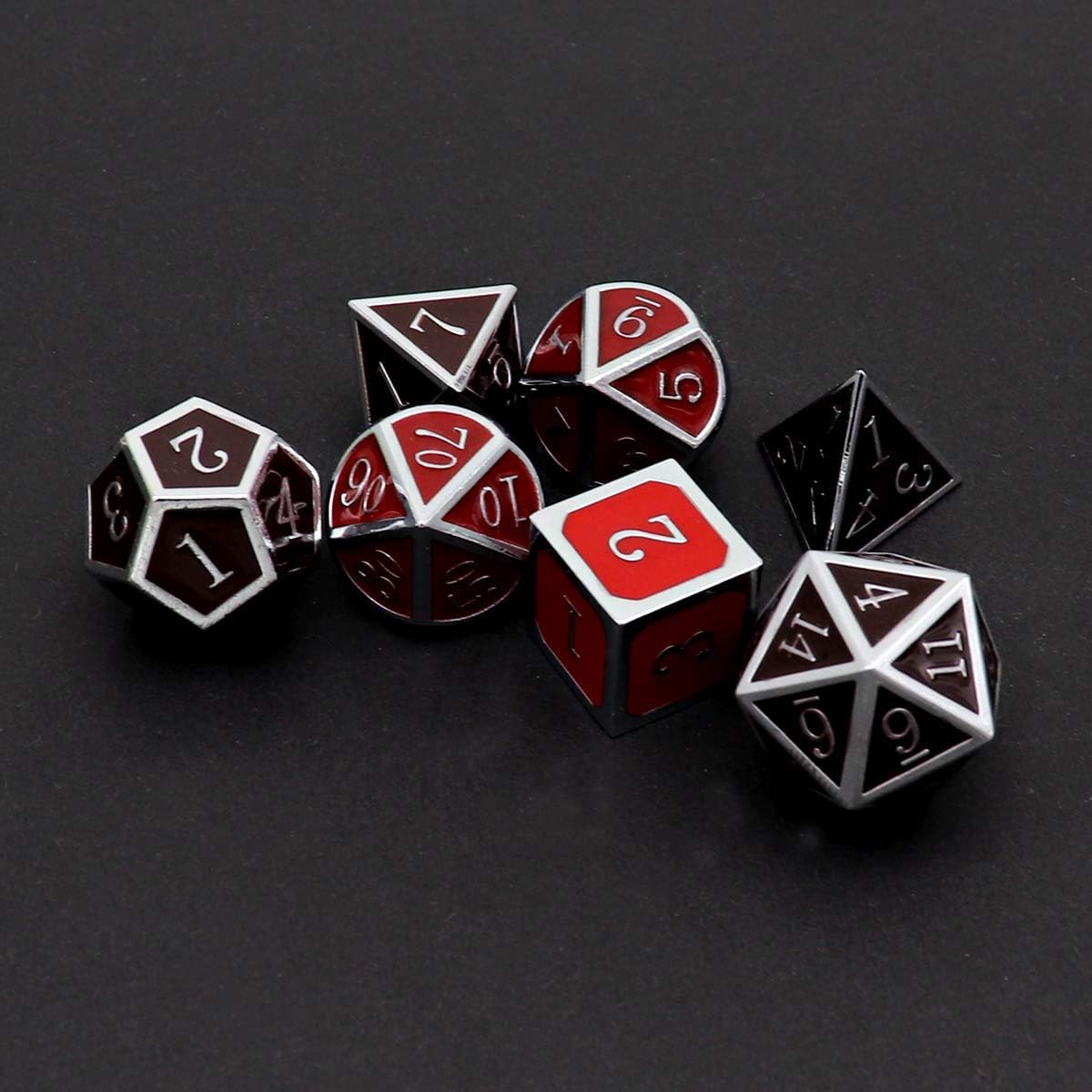 Haxtec Temperature Metal DND Dice Set Color Changing Polyhedral D&D Dice Set Compatible with Dungeons and Dragons RPG-Silver Black Red Shift