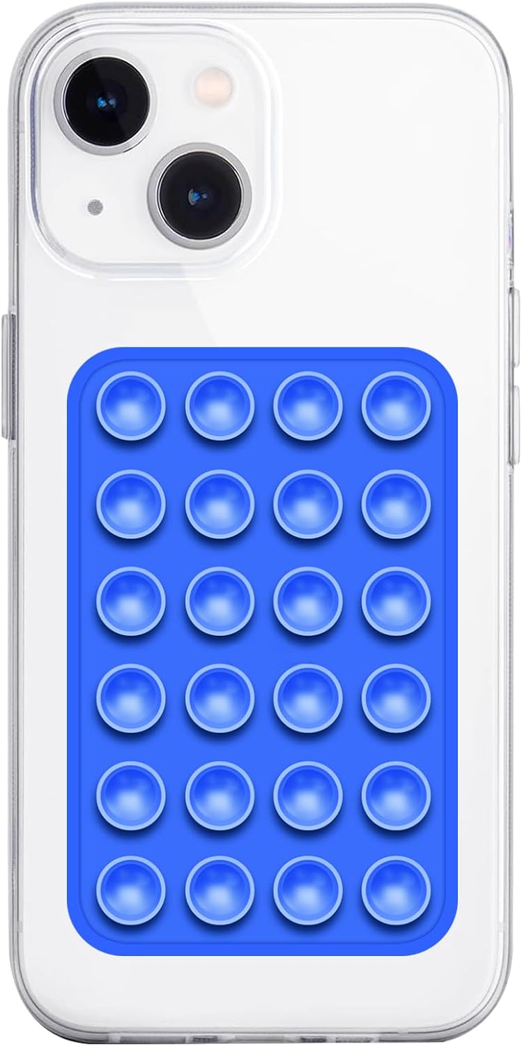 Silicone Suction Phone Case Mount, Non Slip Sticky Phone Grip for Cellphone, Silicon Adhesive Suction Cup Phone Mount, Strong Grip Holder for Selfies and Videos (Dark Blue)