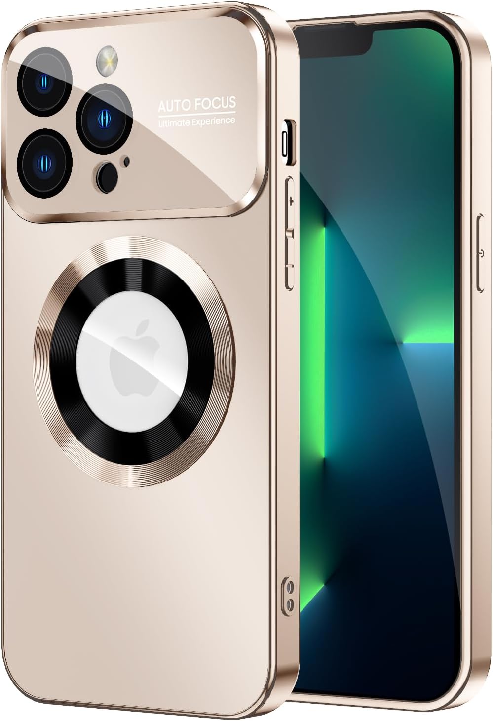 Magnetic for iPhone 13 Pro Max Case, Compatible with MagSafe, Built-in Camera Lens Protector, Logo View, Military Grade Drop Proof Phone Case Cover, Desert Titanium