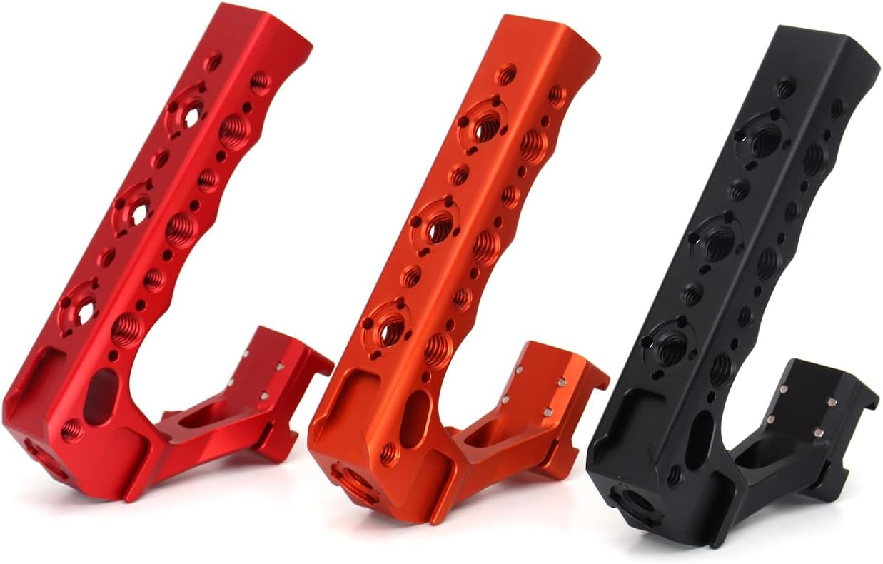 Universal Top Handle Quick Release NATO Grip with NATO Rail for DSLR Camera Cage, with 3 Cold Shoe Adapters to Mount DSLR Camera with Microphone/LED Light/Monitor (Black with NATO Rail)