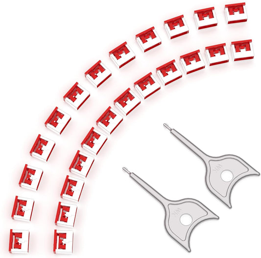 24PCS USB Metal Port Lock Blocker with 2 Keys - Secure USB-A Port Protector for PC/Laptop, Anti-Theft Data Security Lock, Dust & Moisture Proof Cover, Removable Type-A Connector Red