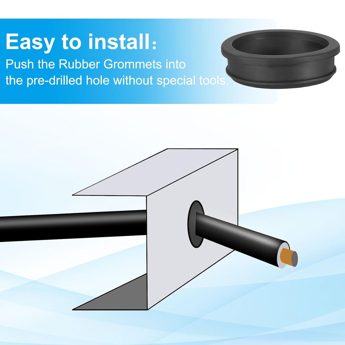 PATIKIL 60.6mm / 2-3/8 Inch Drill Hole,2-1/8 Inch ID Rubber Grommets, 3Pcs Top Hat Grommet for Wiring Eyelet Ring Gasket Automotive Firewall Cable Hole Plugs Wires Protection, Black