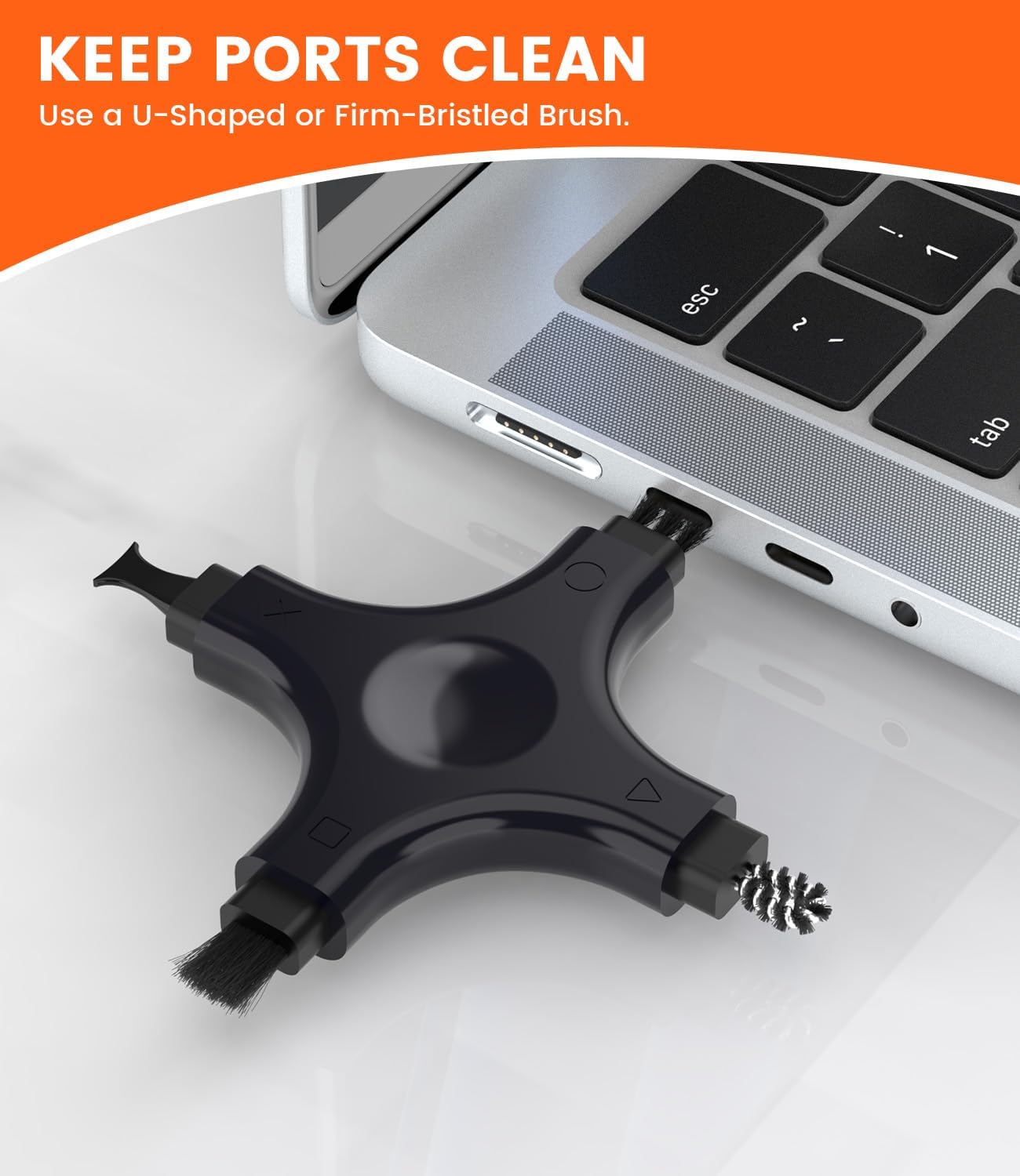 Port Cleaning Kit for iPhone, CODOGOY Charging Port Cleaner Tool with Soft Brushes for Lightning & USB-C, All Devices Cleaning Tool - Black