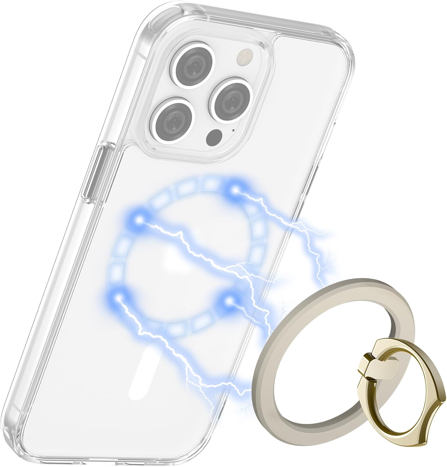 PROfezzion Thin Metal Ring Holder for MagSafe, Removable Strongest Magnetic Phone Grip for iPhone 16 15 14 13 12 Pro Max Plus with Mag-Safe Case [Not for Regular Case] [MagSafe Car Mount Compatible]