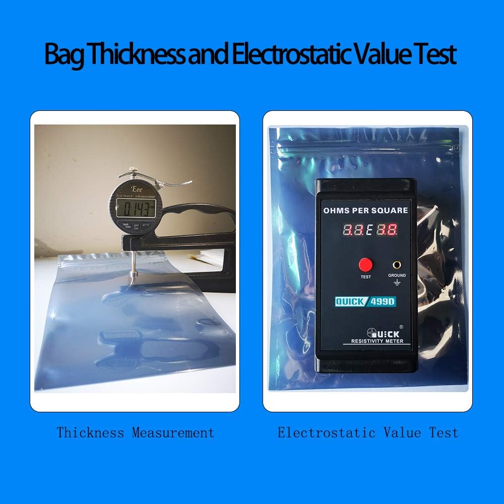 100pcs 3.93X5.9in(10X15cm) Anti Static Bags,ESD Bags Resealable for SSD HDD with 100pcs Labels, Antistatic Bag for Hand Drive or Varieties of Electronic Device