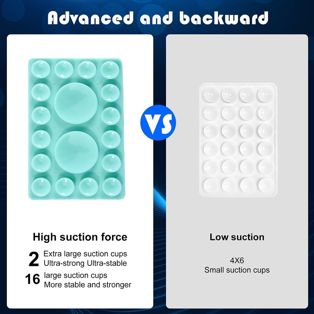 ZYCCER Double Sided Silicone Suction Phone Holder Mount,Compatible with iPhone and Android Cases Hands-Free Mirror Shower Phone Mount Strong Grip Holder (Green, Single Sided 1PCS)