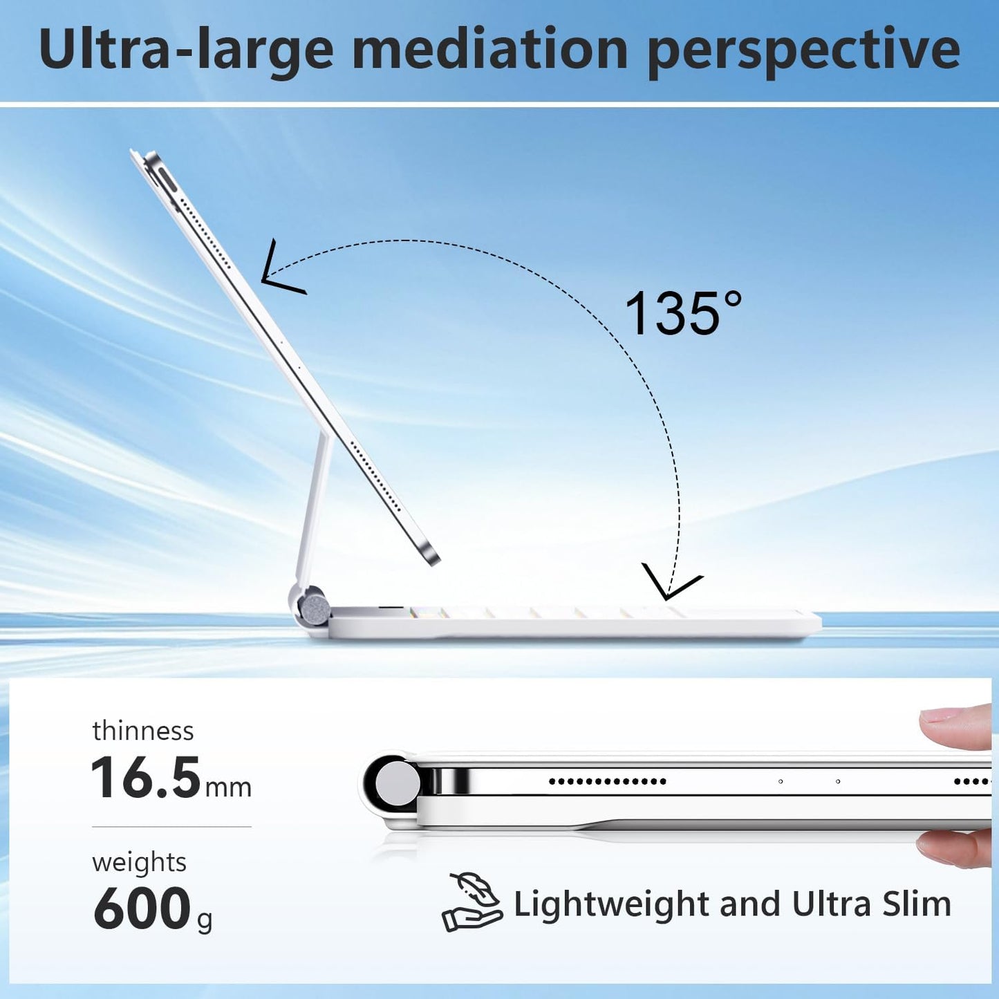 Keyboard Case for iPad Air 11-inch (M3 2025 / M2 2024) & iPad Pro 11 inch(1st/2nd/3rd/4th Generation)，Magic Magnetic Backlit Keyboard Case with Multi-Touch Trackpad- Easy-Set Floating Cantilever Stand