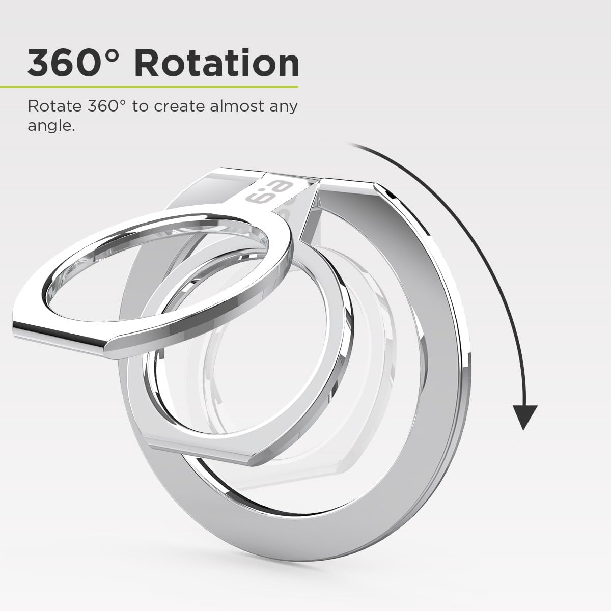 PureGear Magnetic Phone Grip Ring Stand, Magnetic Phone Ring Holder for MagSafe iPhone 16, 16Pro, 16Plus, 16ProMax, 15, 15Plus, 14, 14Pro, 14Pro Max, 13, 12, Adjustable Kickstand (Chrome Silver)