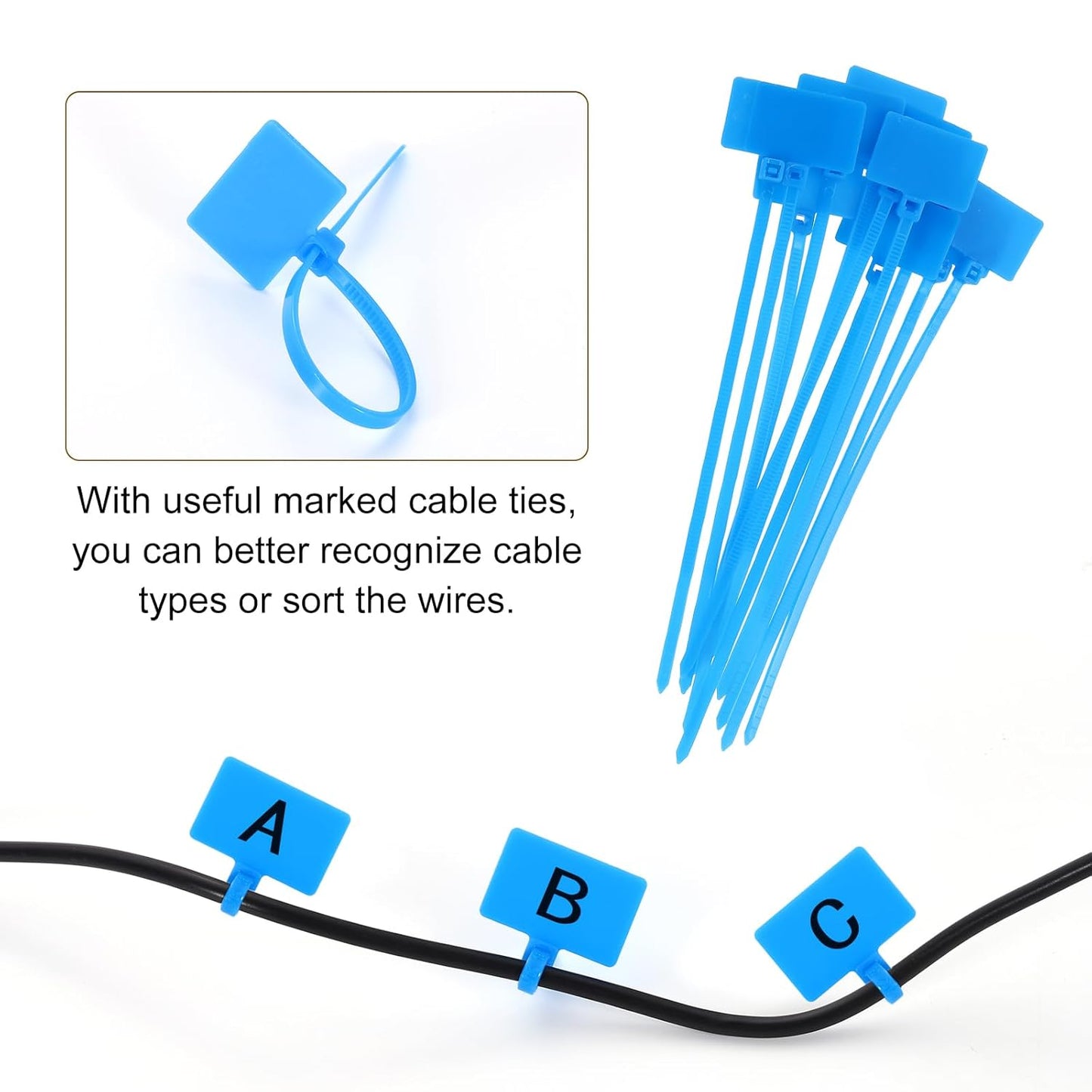 uxcell Desk Grommet, 11/16" (18mm) Zinc Alloy Cable Hole Cover Wire Cord Organizer with Marked Cable Ties for Home Office Desktop Wire, Black