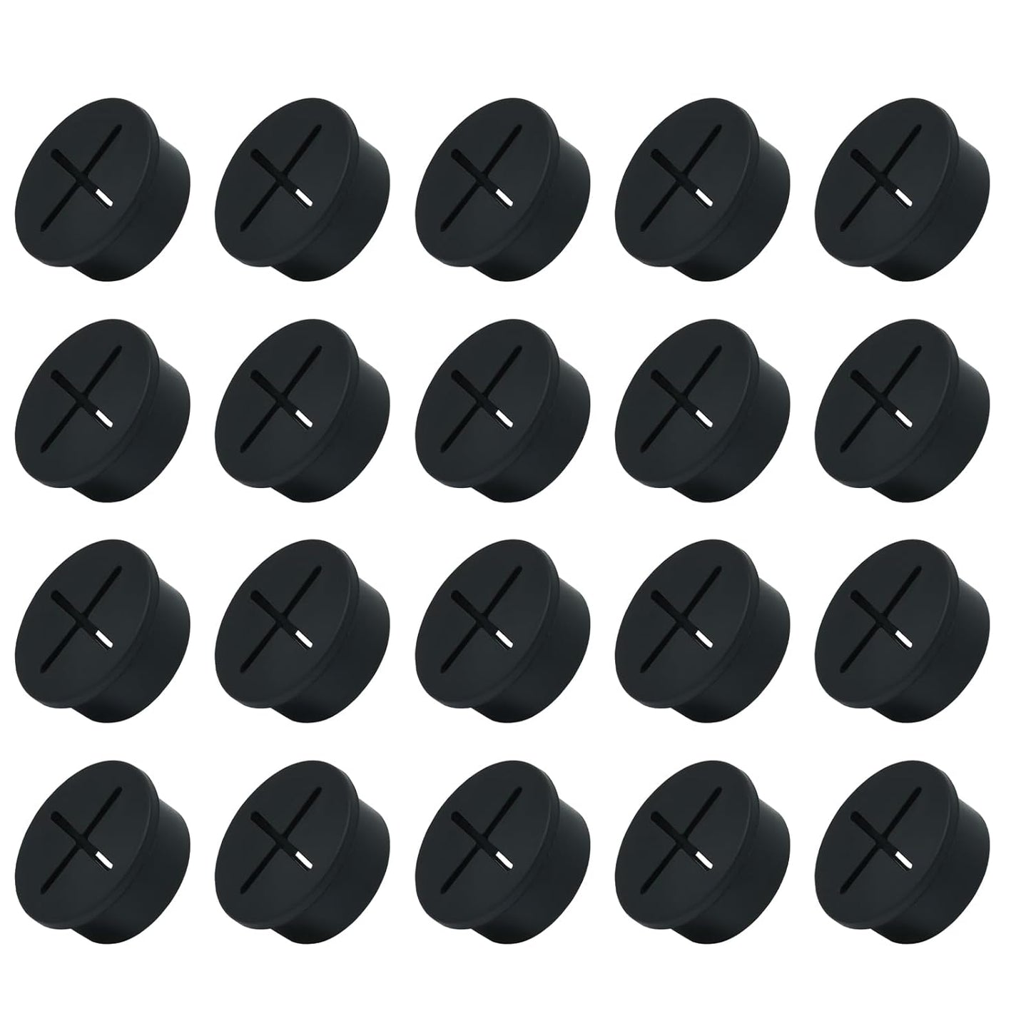 20Pcs Desk Grommet, 1" (25mm) Black Silicone Cord Hole Cover, Flexible Rubber Wire Grommets, Wall Grommets for Cables Management, Table, Countertop, Cabinets and Furnitures Wire Organizer