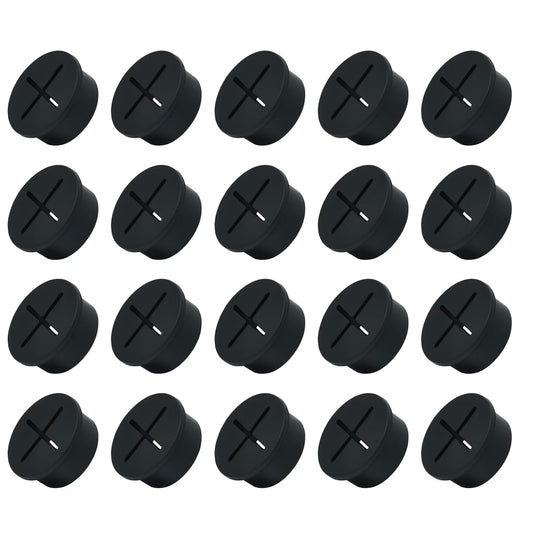 20Pcs Desk Grommet, 1" (25mm) Black Silicone Cord Hole Cover, Flexible Rubber Wire Grommets, Wall Grommets for Cables Management, Table, Countertop, Cabinets and Furnitures Wire Organizer
