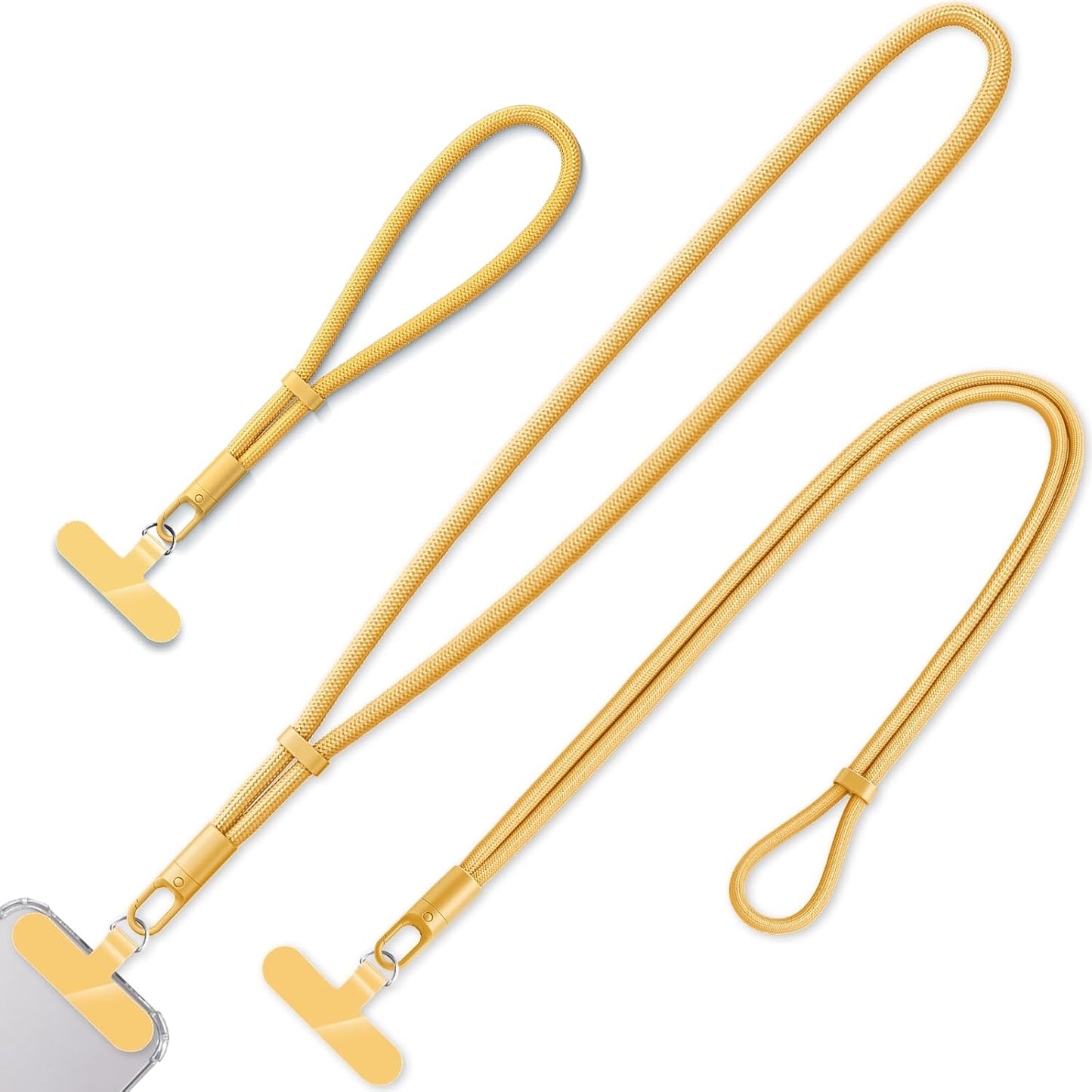 3 Pack Phone Lanyard,1×Phone crossbody strap,1×Phone Neck Strap,1×Wrist Strap,3×Tether Tabs,Universal Cell Phone Multifuctional Patch Polyester Lanyards(Yellow)