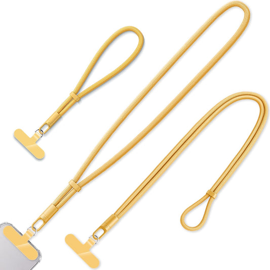 3 Pack Phone Lanyard,1×Phone crossbody strap,1×Phone Neck Strap,1×Wrist Strap,3×Tether Tabs,Universal Cell Phone Multifuctional Patch Polyester Lanyards(Yellow)