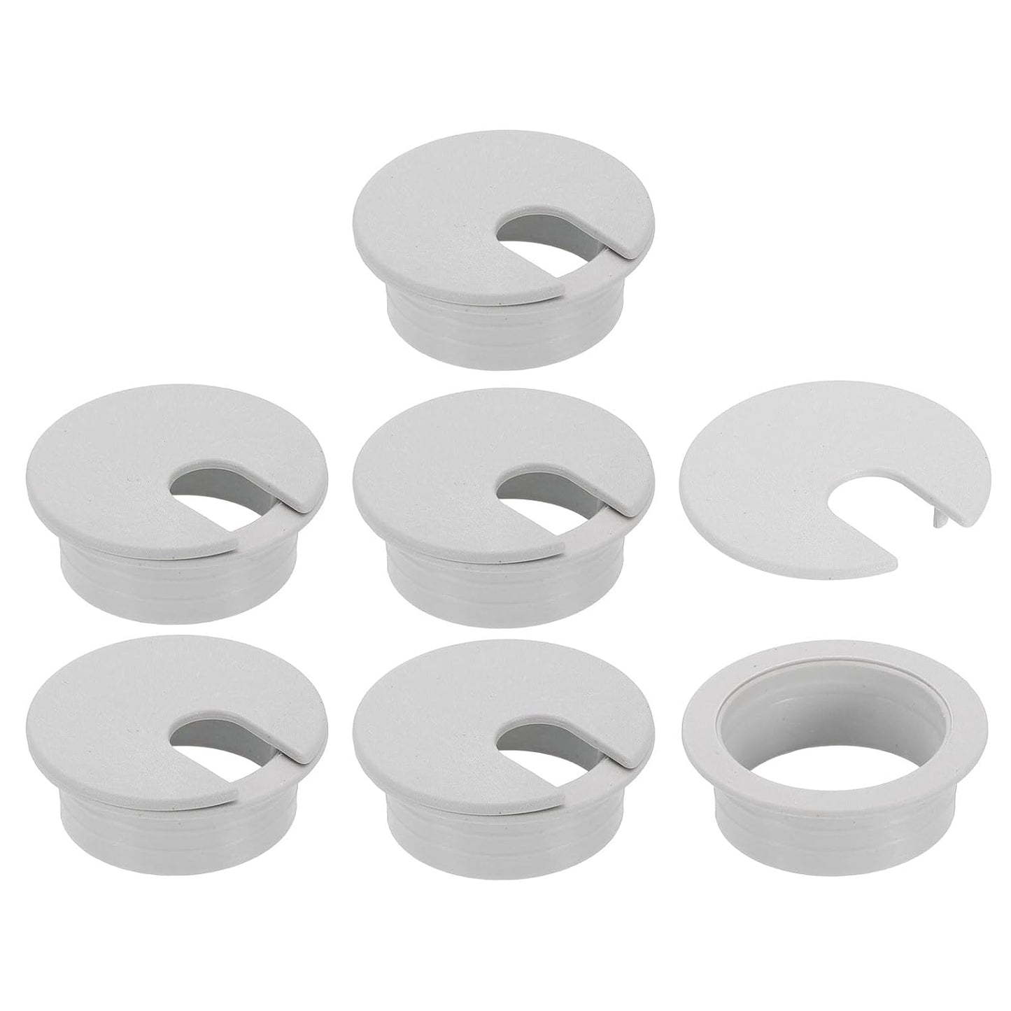 uxcell 6 Pcs 35mm (1.38 Inch) Desk Grommet, Plastic Cable Hole Cover, Wire Cord Cable Organizer for Home Office Computer Desk Cabinet, Gray