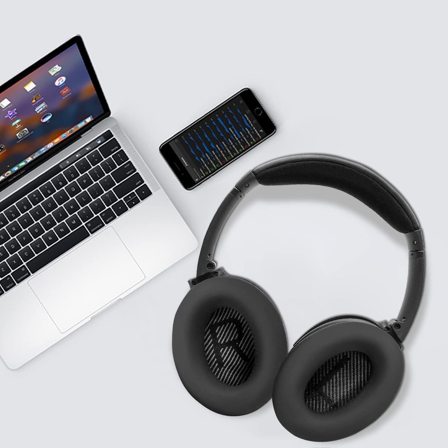 SOULWIT Silicone Ear Pads Cover Protector for Bose QuietComfort QC15 QC25 QC2 QC35 QC45/Ae2 Ae2i Ae2w/SoundTrue & SoundLink AE Headphones Cushions, Sweatproof, Easily Washable - Black