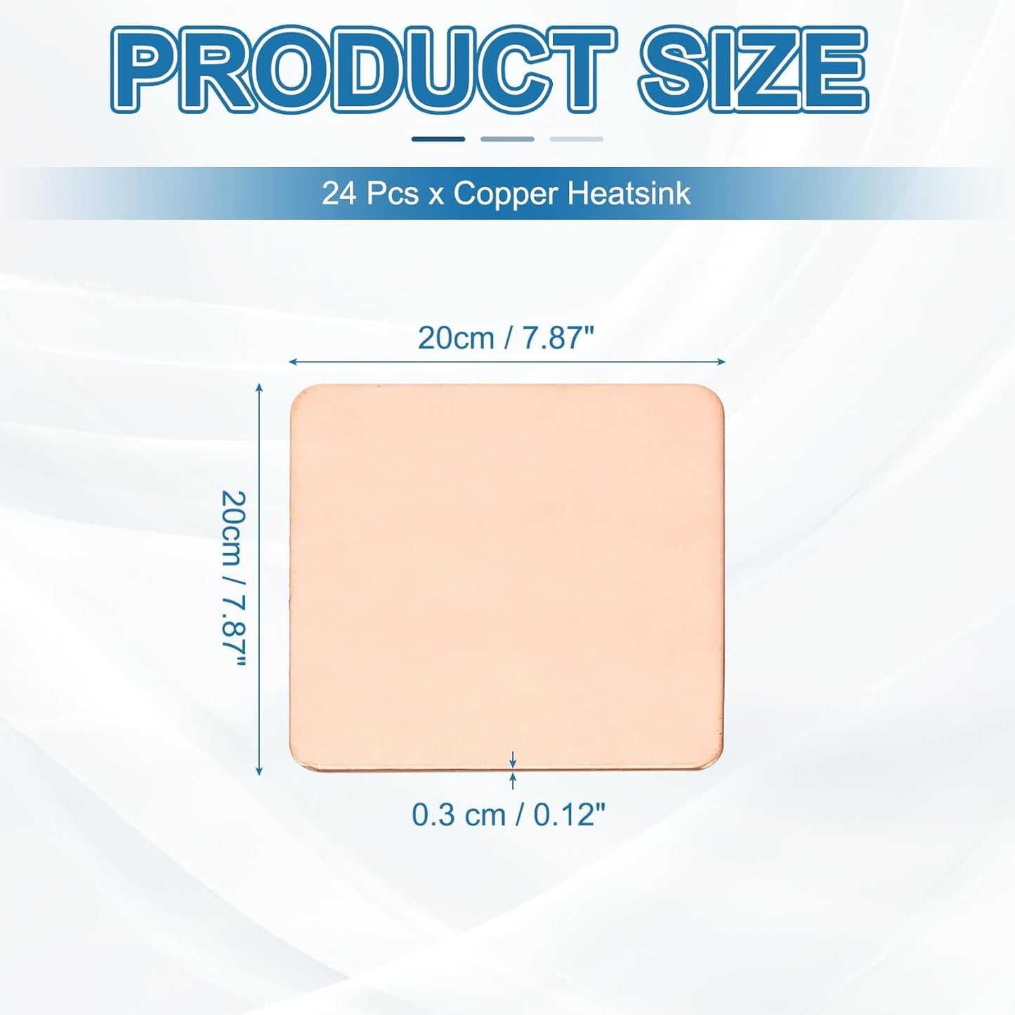 PATIKIL Copper Heatsink Pad Shims, 24 Pcs 20x20x0.3mm Copper Pad Shim IC Chipset GPU CPU Thermal Heatsink for Cooling Laptop Desktop Computer