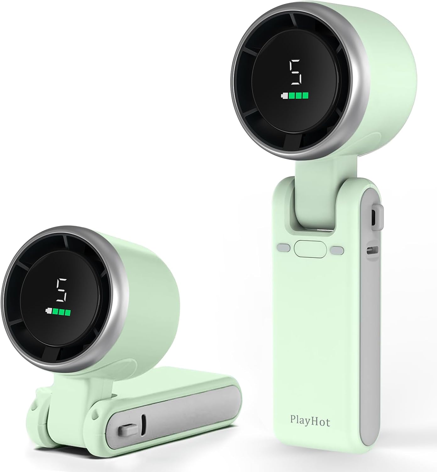 Portable Handheld Turbo Fan, 5 Gear Wind, Battery Operated, Up to 12 Working Hours, 3 IN 1 Hand Fan with Air Turbo Tech Cooling Fans for Outdoor Activities, Travel, Beach (Green)