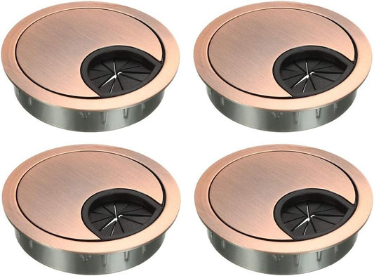 uxcell Cable Hole Cover, 2.1Inch/53mm Zinc Alloy Desk Wire Cord Cable Grommets Hole Cover for Office PC Desk Cable Cord Organizer, 4 Pcs Red Bronze