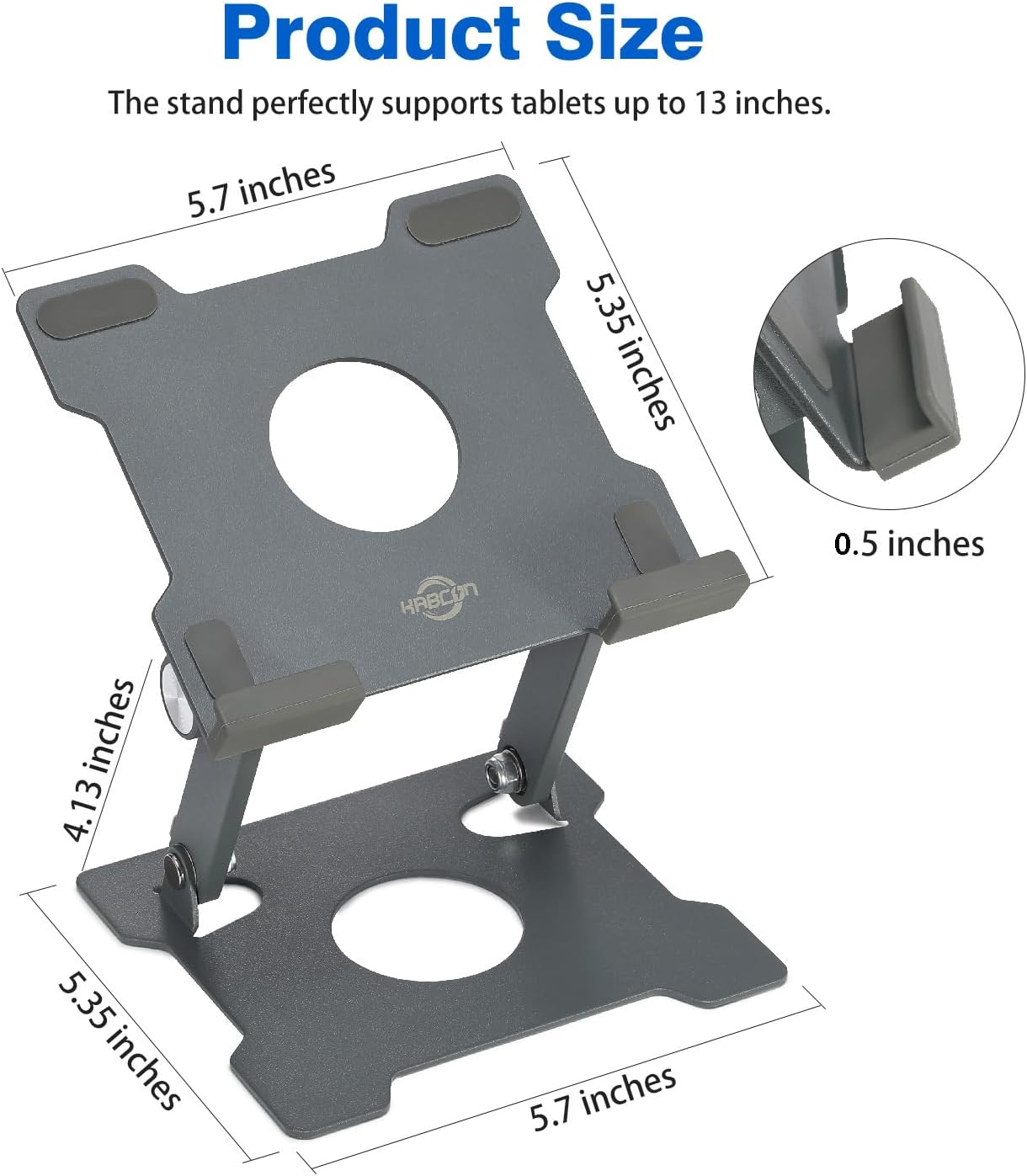 KABCON Tablet Stand,Tablet Holder for iPad,Adjustable Portable Multi Angle Desktop Stand Compatible with iPad Pro 9.7 10.5 12.9 Air Mini 1-4,Galaxy Tabs,Surface Pro Tablets,Kindle,E-Reader,Nexus-Grey