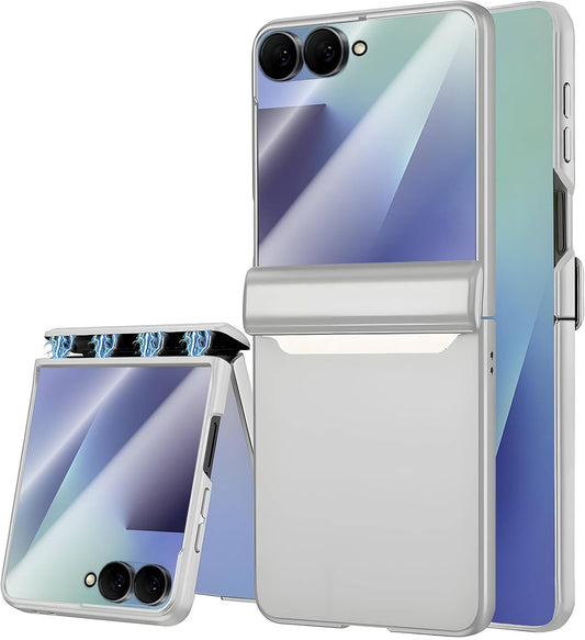 STORMTAL for Samsung Galaxy Z Flip 7 Case, Hinge Protection, Built-in Screen Protector, Wireless Charging, Shockproof, Slim Rugged Phone Protective Case for Galaxy Z Flip 7 Silver