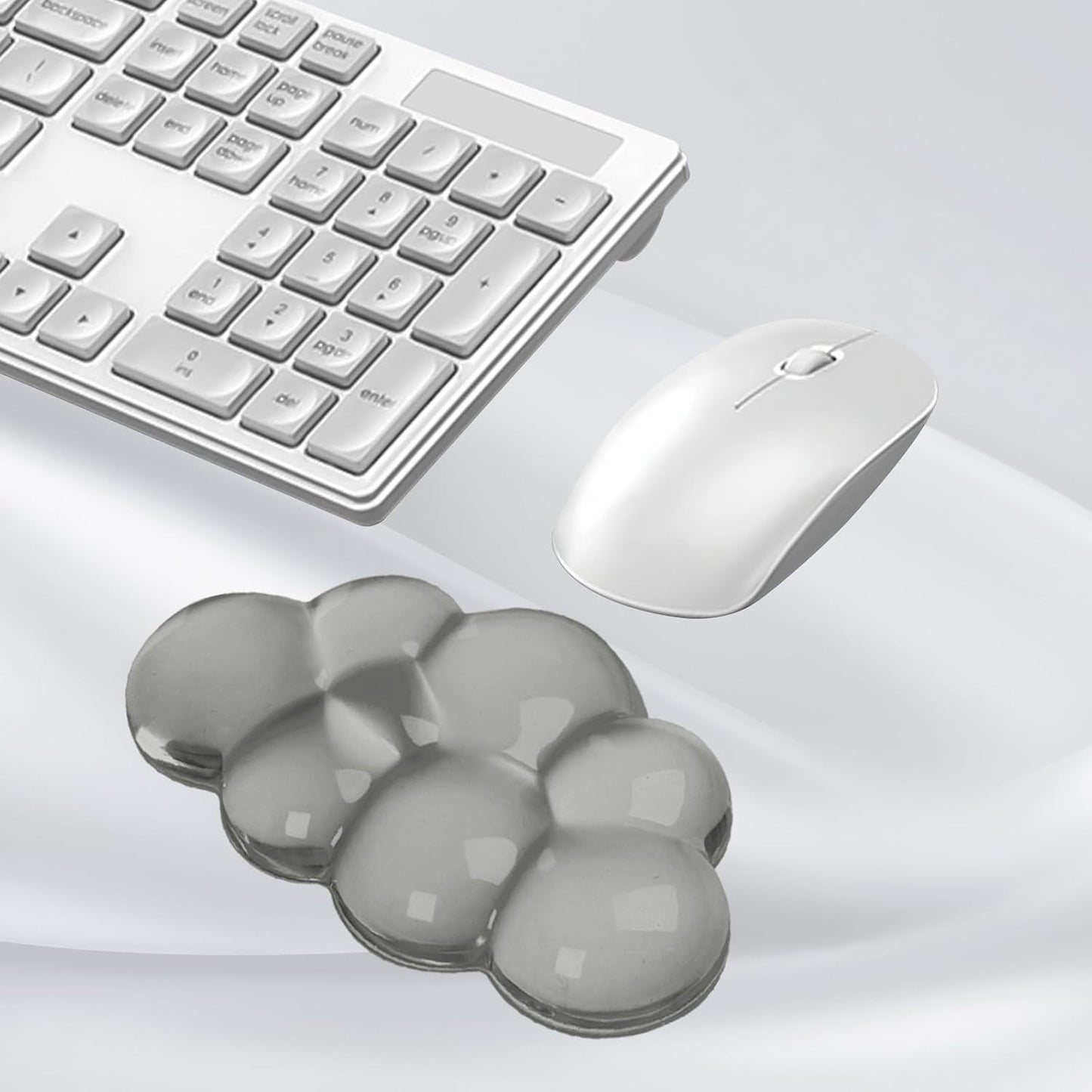 Gel Cloud Mouse Wrist Rest, Cute Wrist Support and Arm Support for Mouse Rest Typing Pain Relief，Suitable for Office/Computer/Laptop/Gaming (Transparent Gray)