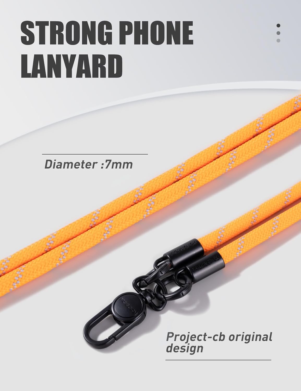 project-cb Phone Lanyard×1,Phone Tether Tab×2,Cell Phone Lanyards for Around the Neck,Rope Lanyard,Universal Adjustable Phone Strap Crossbody,Cell Phone Chain(Orange)