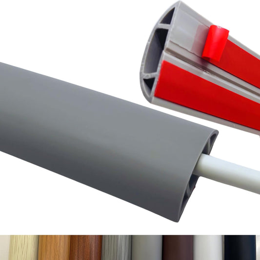 10ft Floor Cord Cover Self Adhesive Cord Hider Floor, Heavy Duty Cable Protector, Hide Extension Cords, Cable Management Hide Cords on Floor, Cable Cavity:0.61"(W) x 0.32"(H) Gray