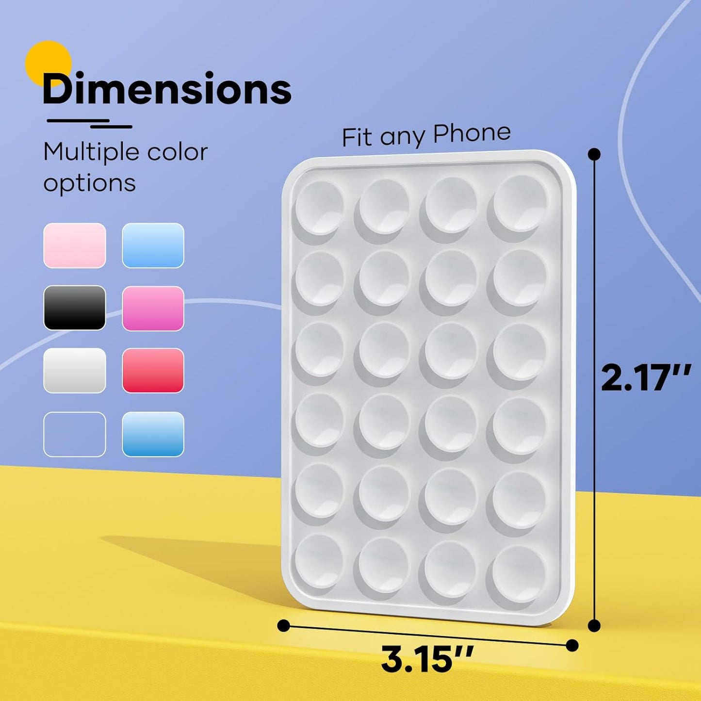 Silicone Phone Sticky Grip, Suction Phone Case Mount for iPhone and Android, Hands-Free Sticky Cell Phone Grip, Mobile Fidget Mirror Holder for Selfies and Videos