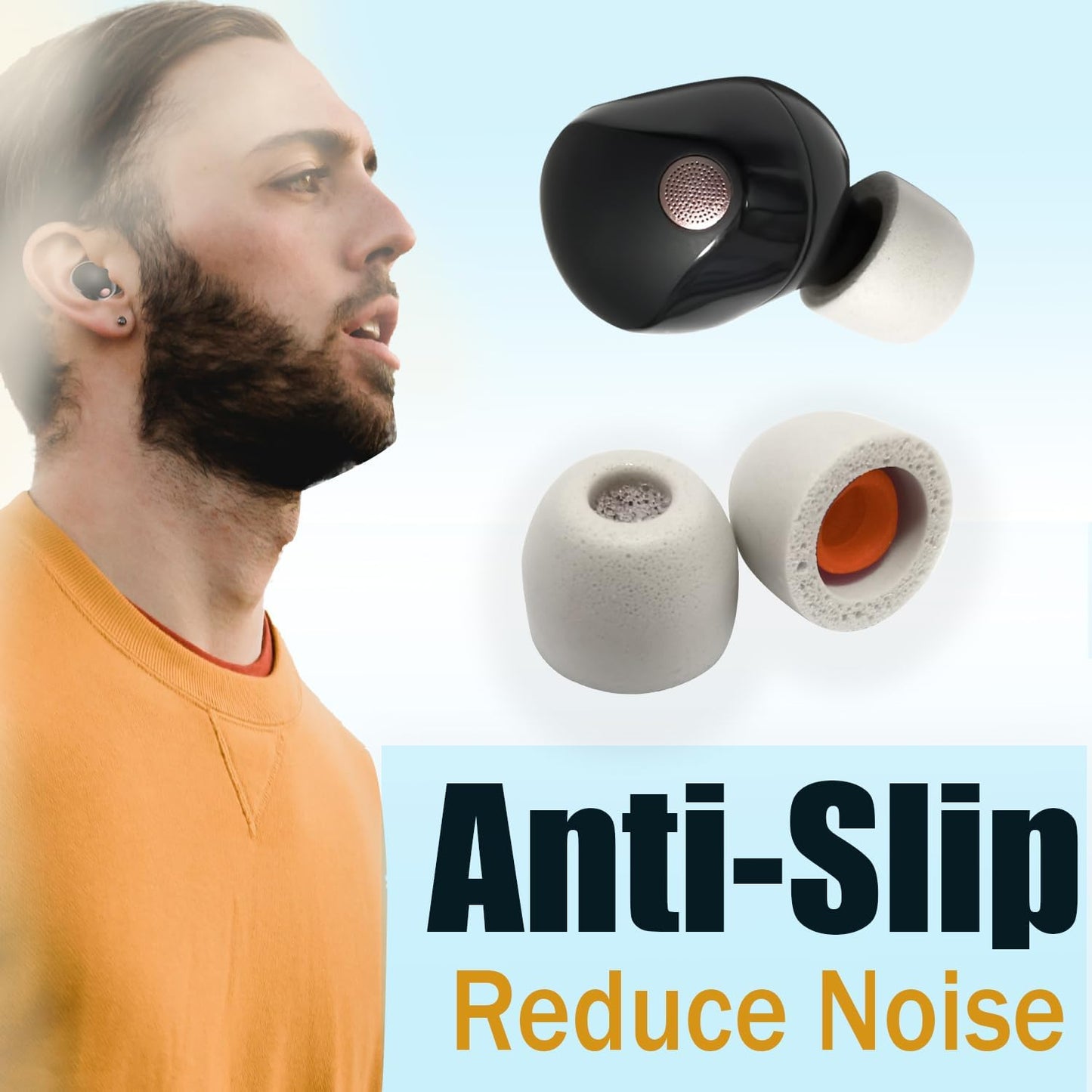 Memory Foam Earbuds Tips for Sony WF-1000XM5 Filter Screen Foam Ear Tips for WF-1000XM5 WF-1000XM4 Case, 3 Pairs Small Ear Tips Gray